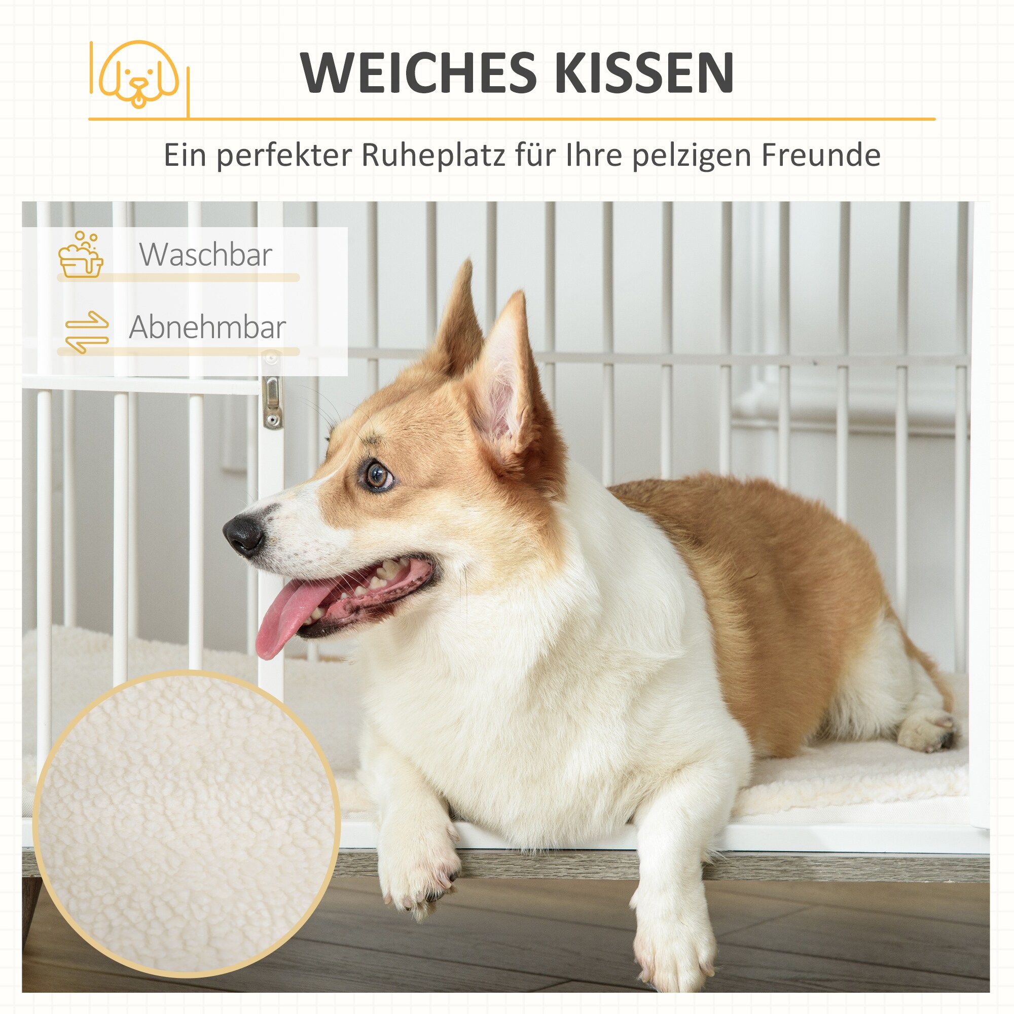 PawHut Hundekäfig mit erhöhtem Design bunt 86B x 60T x 70H cm