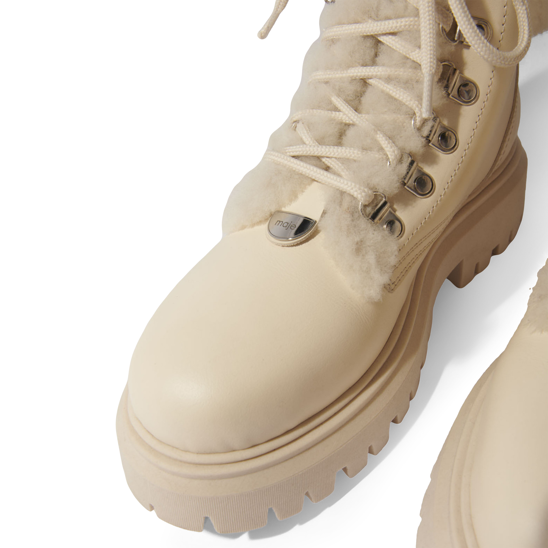 Boots en cuir et fausse fourrure | Beige