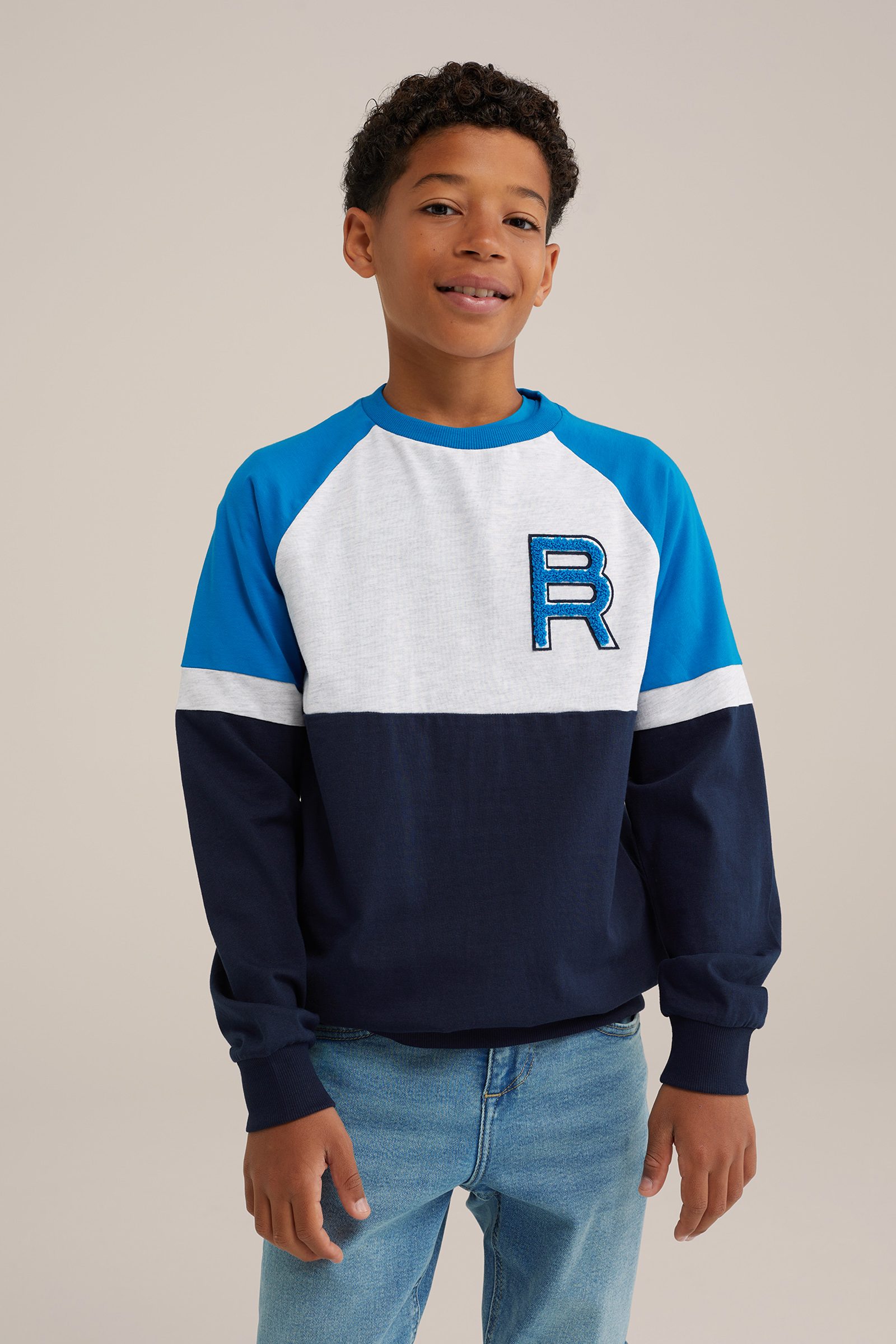 Jongens T-shirt met colourblock Blue Ridge Blauw