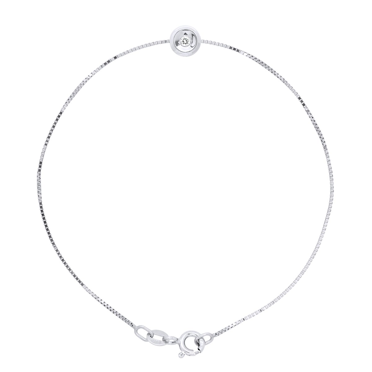 Bracelet Diamant Naturel serti Clos 0,030 Cts Argent 925