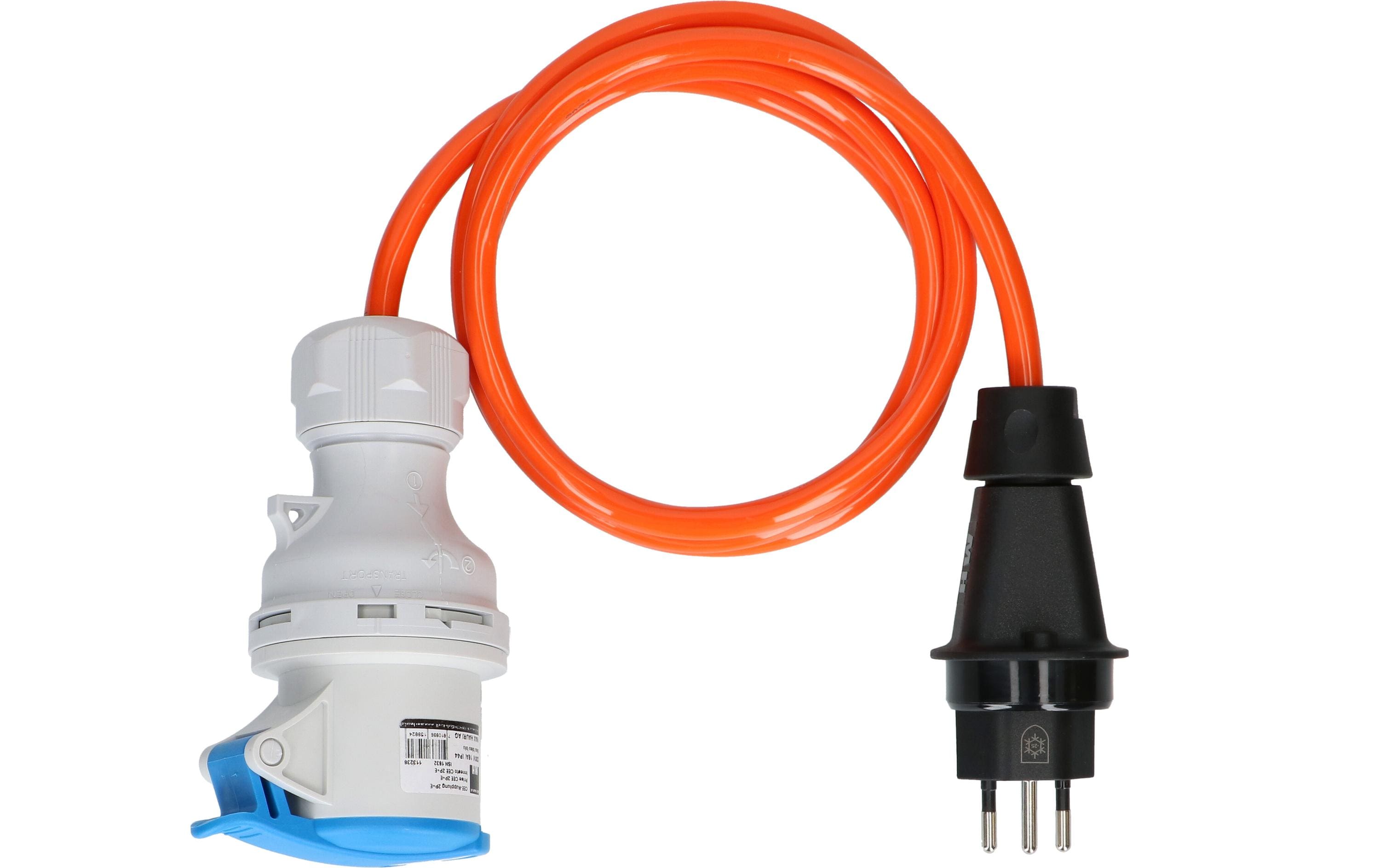 Adapterkabel 1.5 m, CEE16/3 - T13, BlauÜbergangskabel mit T13 Stecker und Kupplung CEE16/3