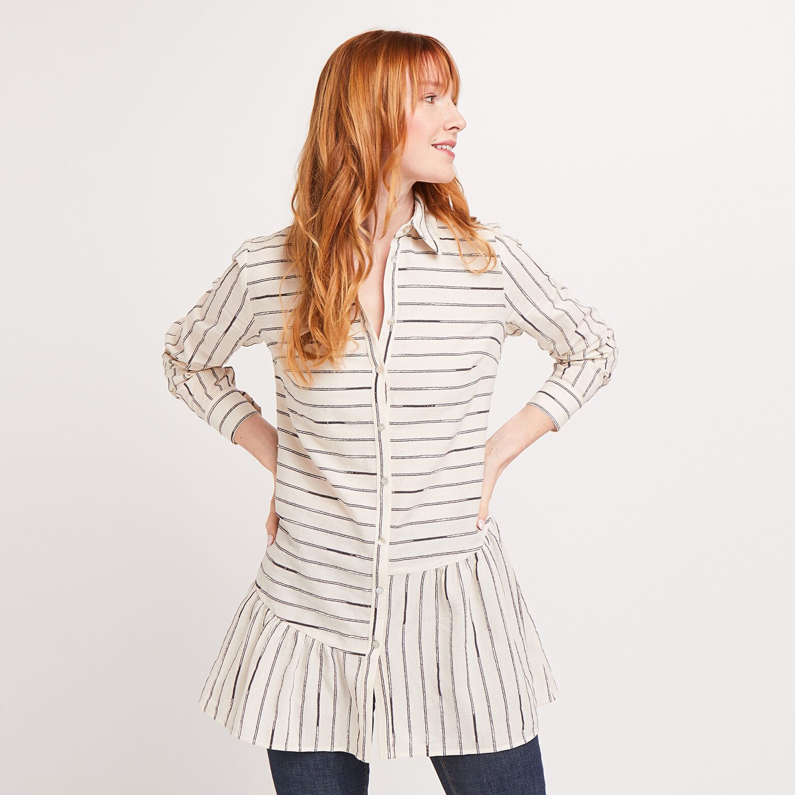 Tunique asymétrique rayée femme