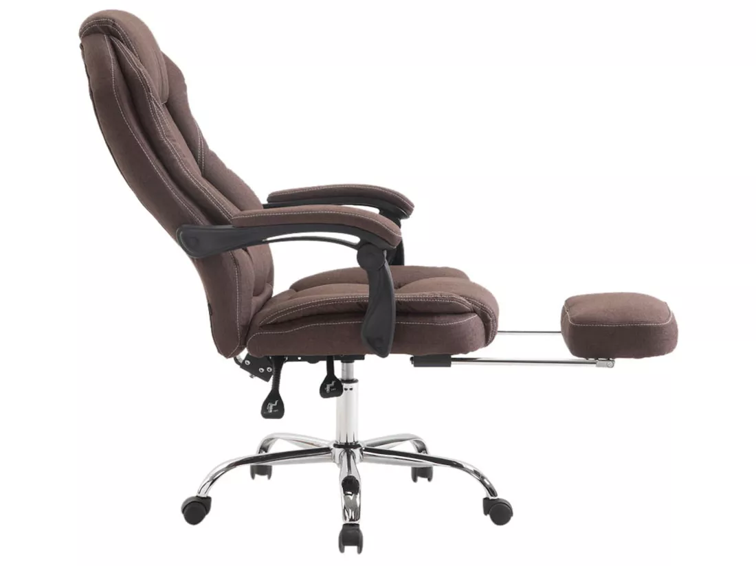 Chaise de bureau - Tissu & Métal chromé - Marron - Castle