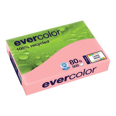 Clairefontaine Evercolor - Papier couleur recyclé - A4 (210 x 297 mm) - 80g/m² - Ramette de 500 feuilles - rose