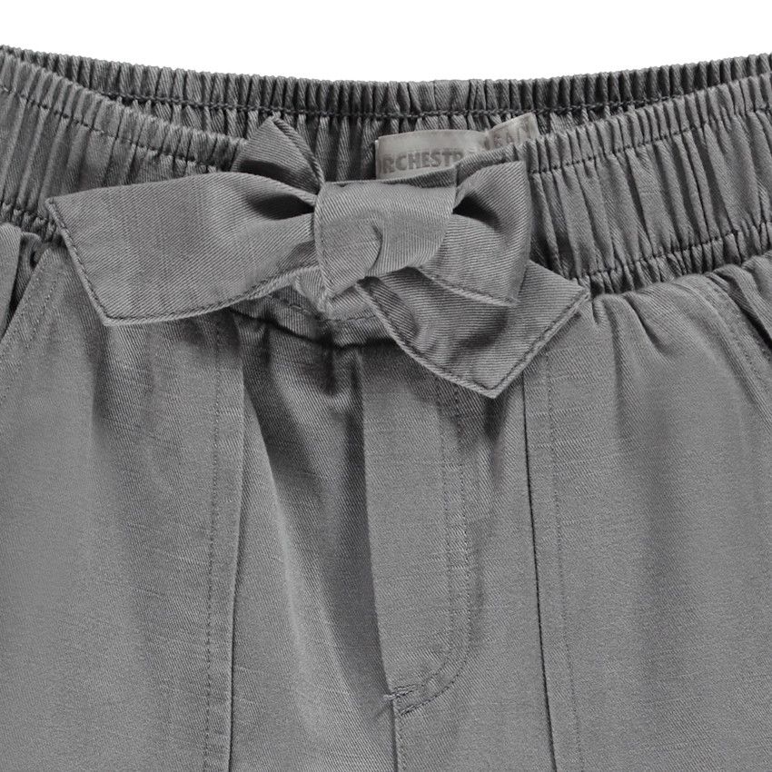 Pantalon fluide esprit cargo avec nœud pour fille - Gris chiné