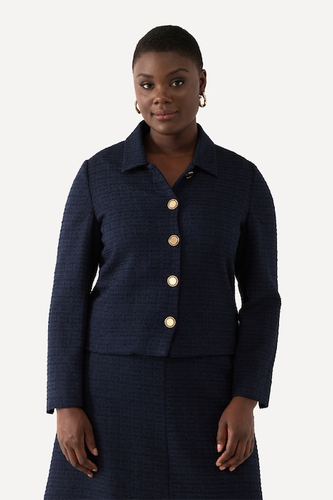 Bouclé-Jacke, Hemdkragen, Acetatfutter