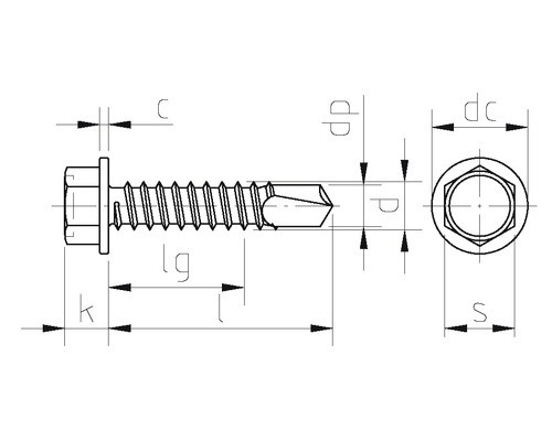 Zelfborende schroef, zeskant, DIN 7504, 5,5 x 16 mm, verzinkt, 1000 stuks