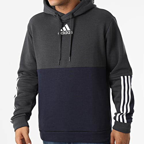 Sweat Capuche A Bandes HL1984 Gris Anthracite Bleu Marine Noir