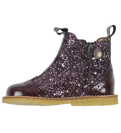Angulus Stiefel - Chelsea - Aubergine m. Glitter