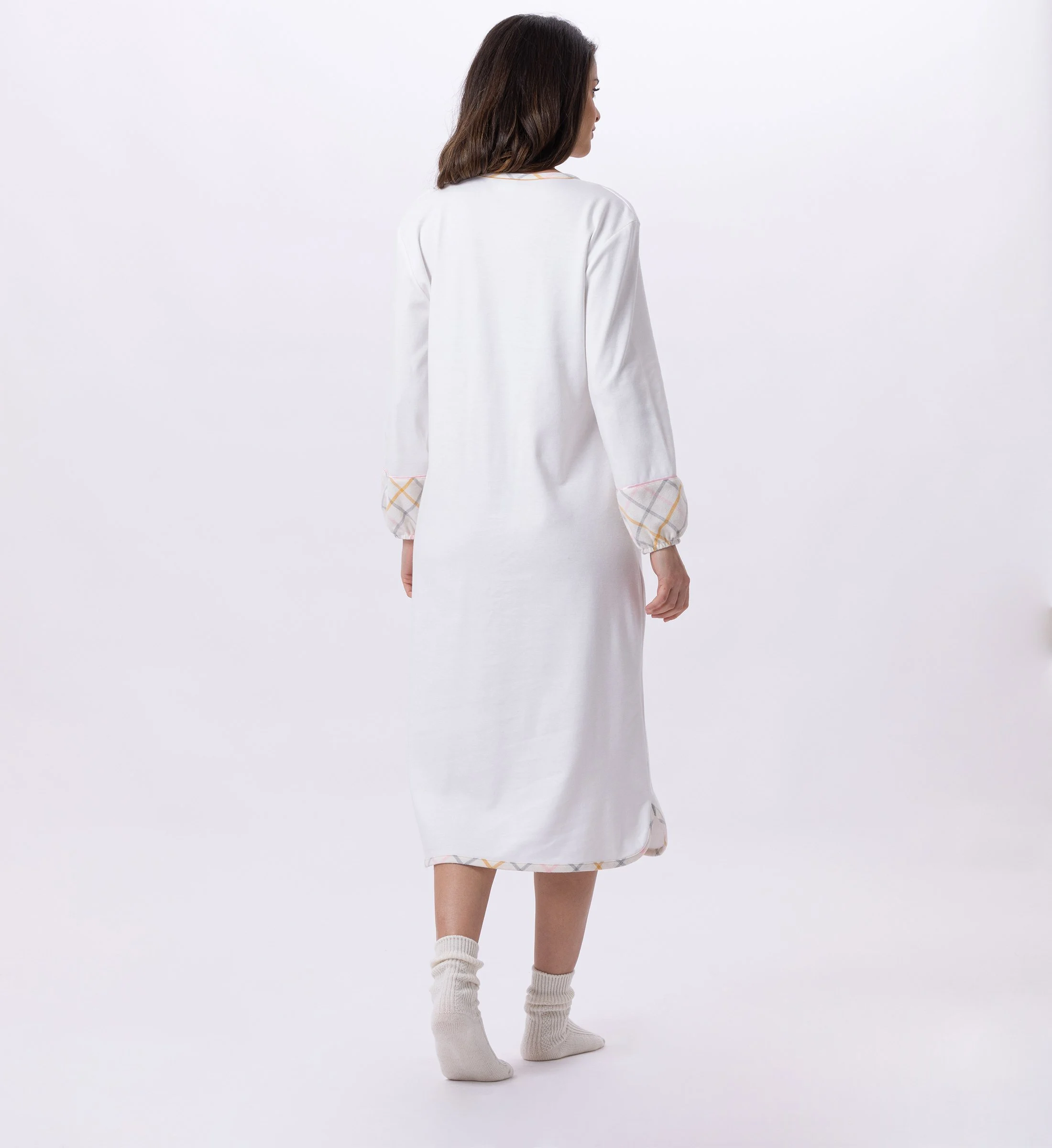 Chemise de nuit longue en coton | Multicolore
