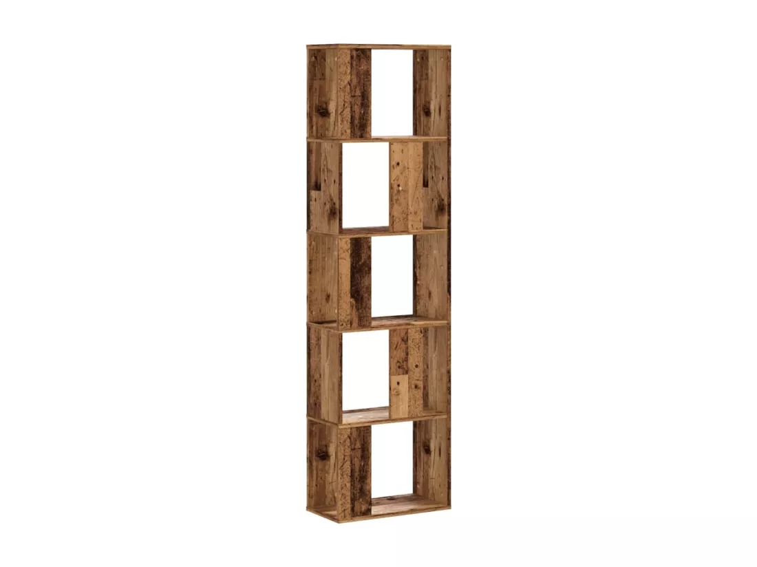 Bibliothèque 5 niveaux vieux bois bois d'ingénierie