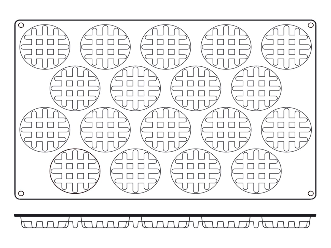 Moule silicone Silicon Flex - 8 mini gaufres Ø 4 cm - 30 x 17,5 cm - Silikomart