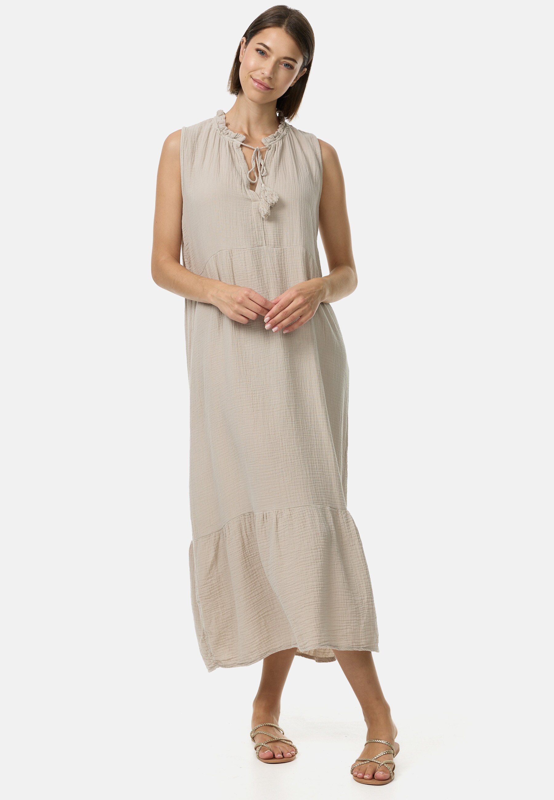 PM SELECTED Damen Ärmelloses Musselin Maxikleid in Einheitsgröße PM46