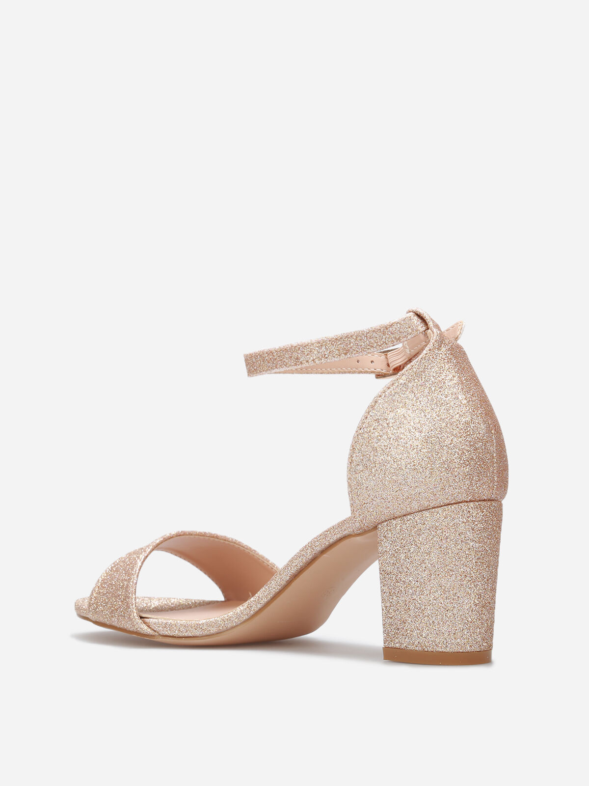 Sandales à talon pailletées- Doré rose