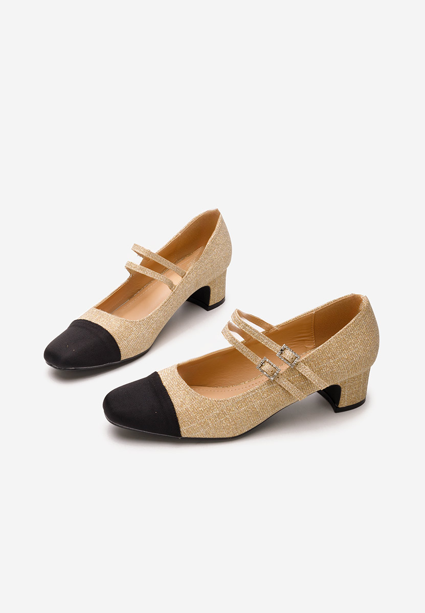 Chaussures à petit talon dorées Nakira