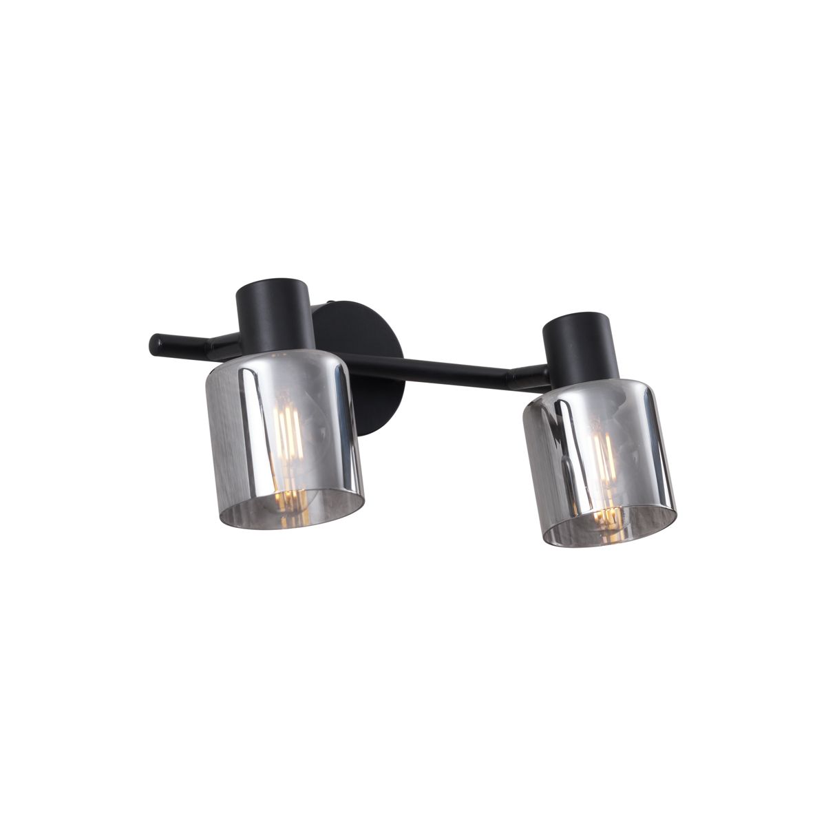 Moderne plafondlamp zwart met smoke glas rond 2-lichts - Cilin