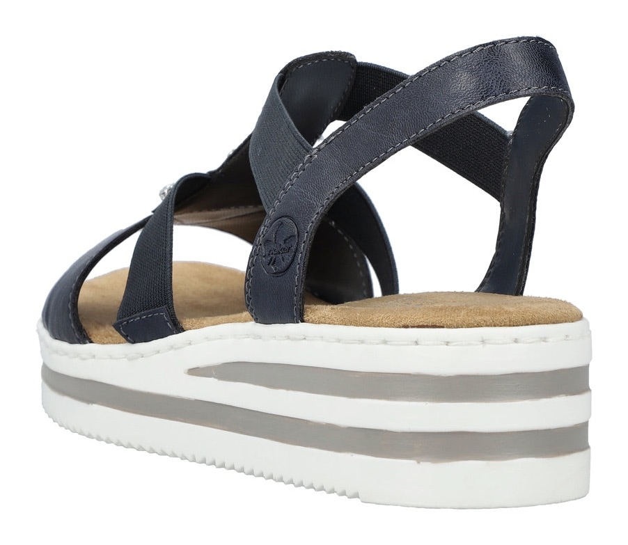 Rieker Riemchensandale  , Sommerschuh, Sandalette, Keilabsatz, mit gestreifter Sohle