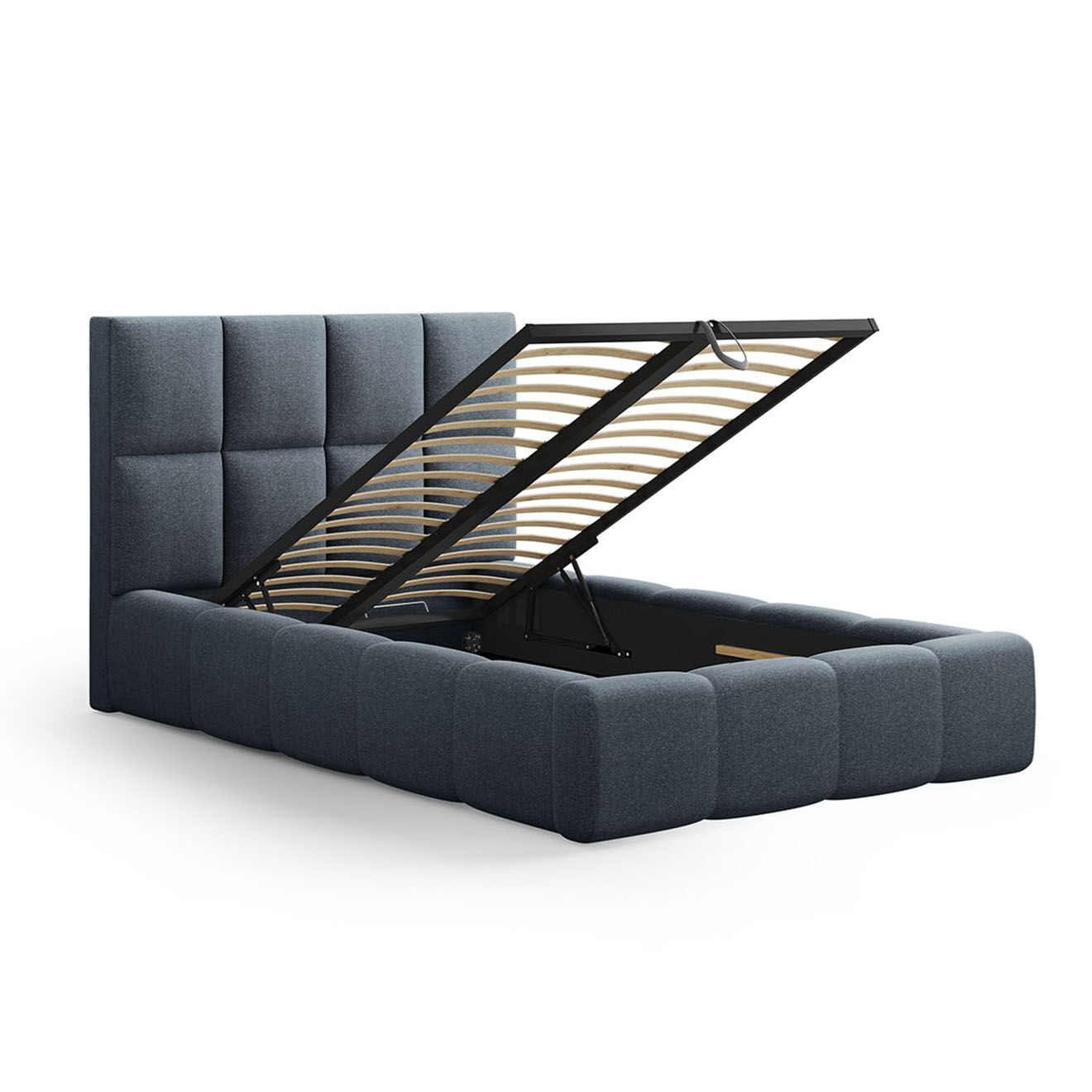 Maison Héritage Lit avec coffre de rangement Isa bleu foncé - 230x185x125 cm