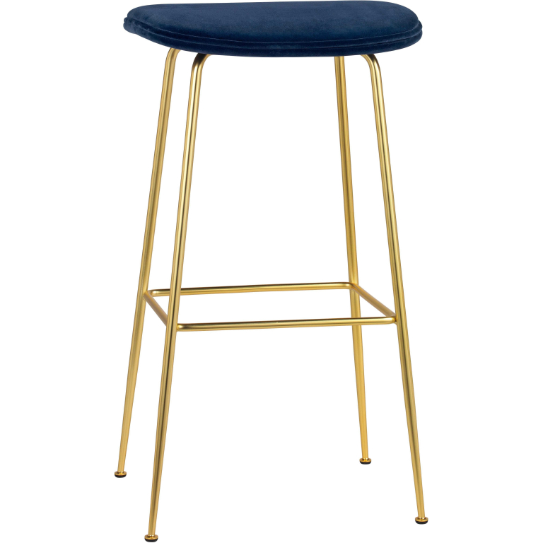 Gubi Beetle barkruk 75cm met messing onderstel velvet blue 970