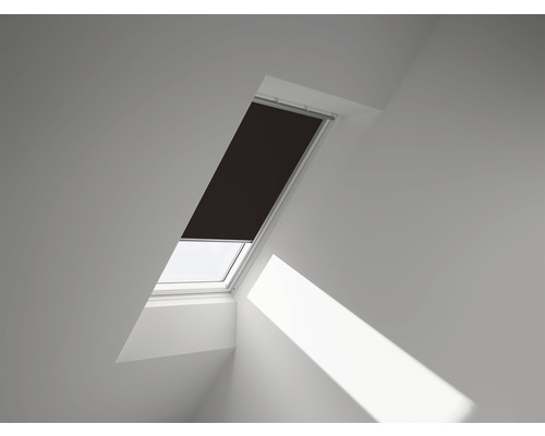VELUX verduisterend rolgordijn, effen donkerbruin, op zonne-energie, aluminium frame, DSL C02 4559S