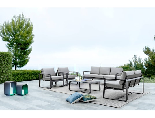 CONCEPT1 - Canapé extérieur Merrigan anthracite 3PL 194 x 78 x h73 cm
