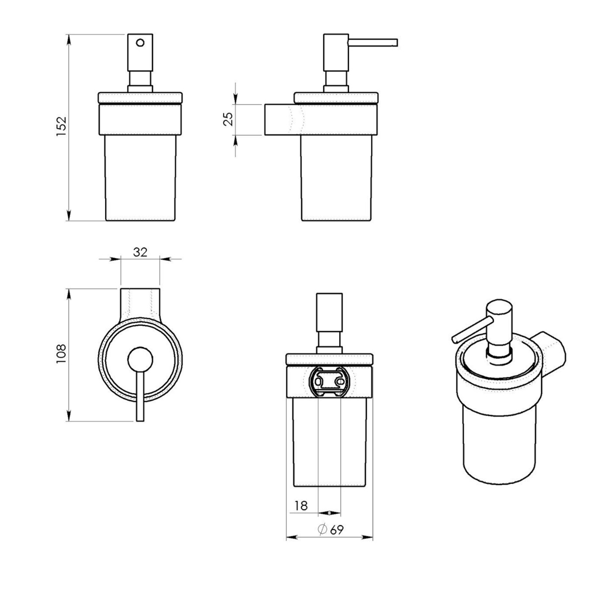 Gedy Pirenei hangende zeepdispenser mat goud