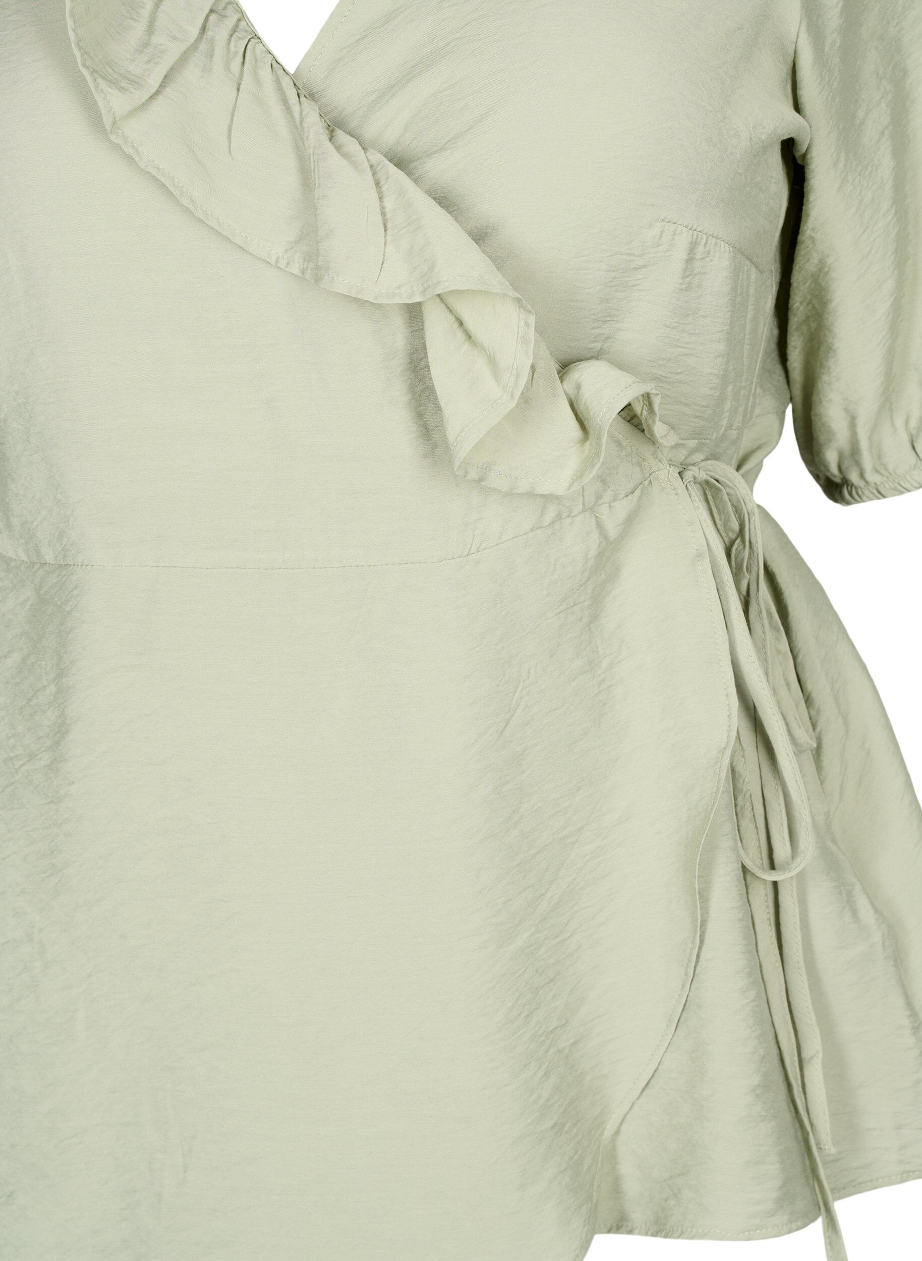 Wrap bluse i viskose med 1/2 ærmer