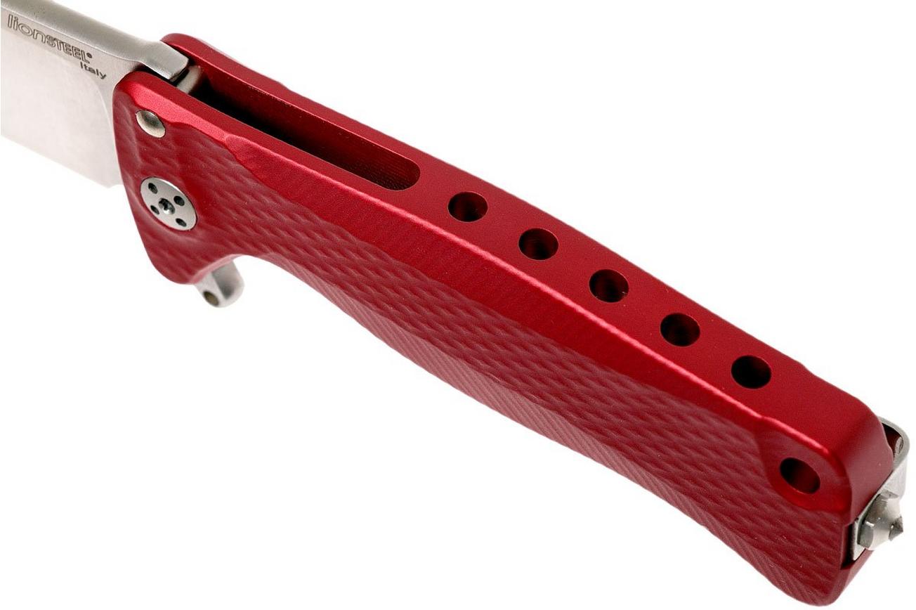LionSteel SR22A-RS Red Aluminium, Satin Blade