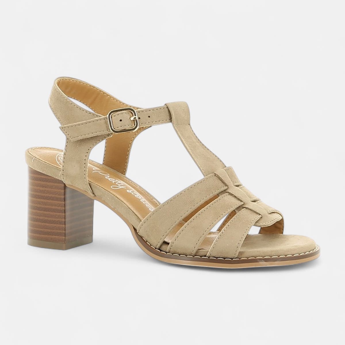 Nu-pieds à talon compensé Femme beige