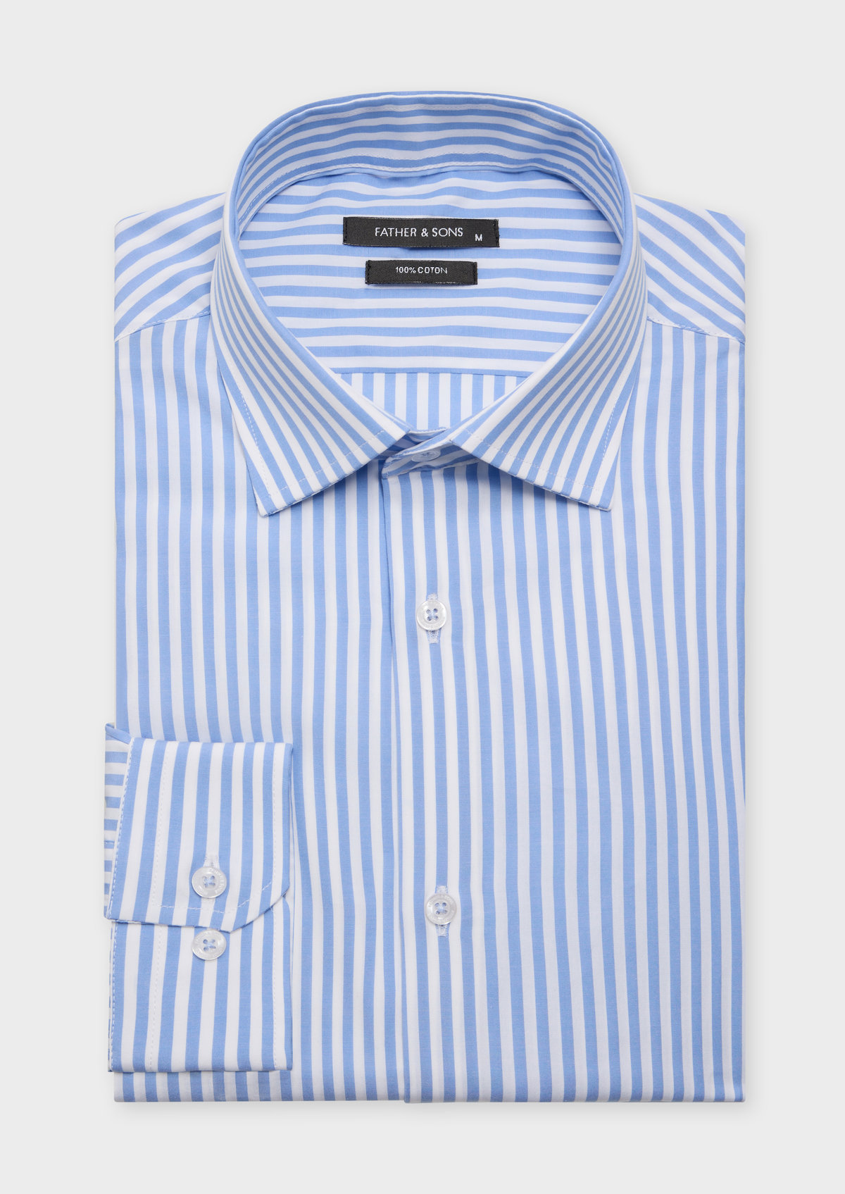 Chemise habillée Slim en popeline de coton blanc à rayures bleues