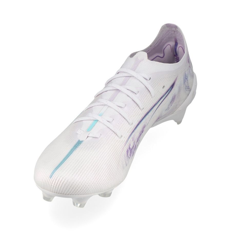 PUMA Ultra 5 Ultimate FG Brilliance - Blanc/Noir/Spring Lavender Femme ÉDITION LIMITÉE