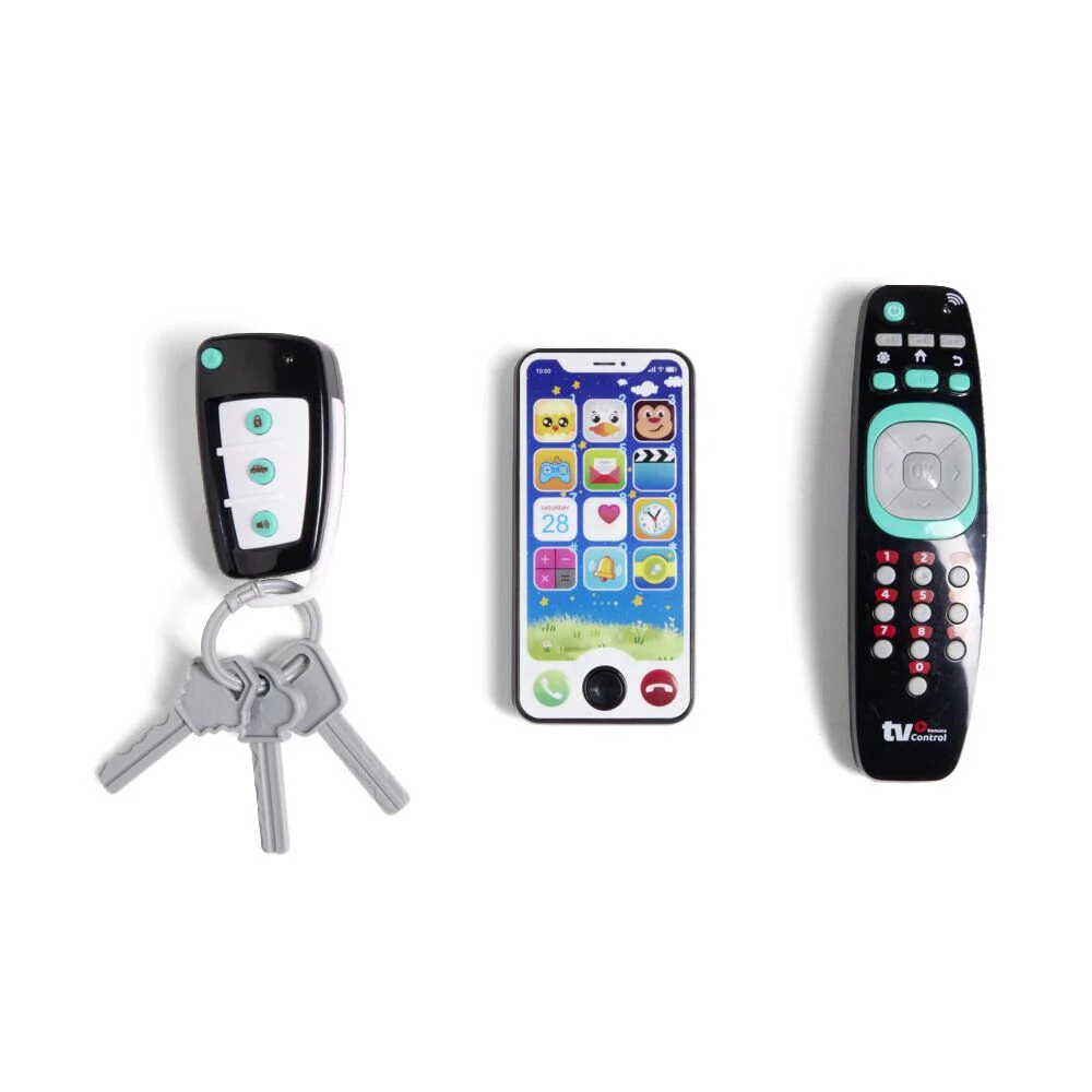 Jouet d'éveil électronique 3 pièces téléphone/télécommande/clé de voiture