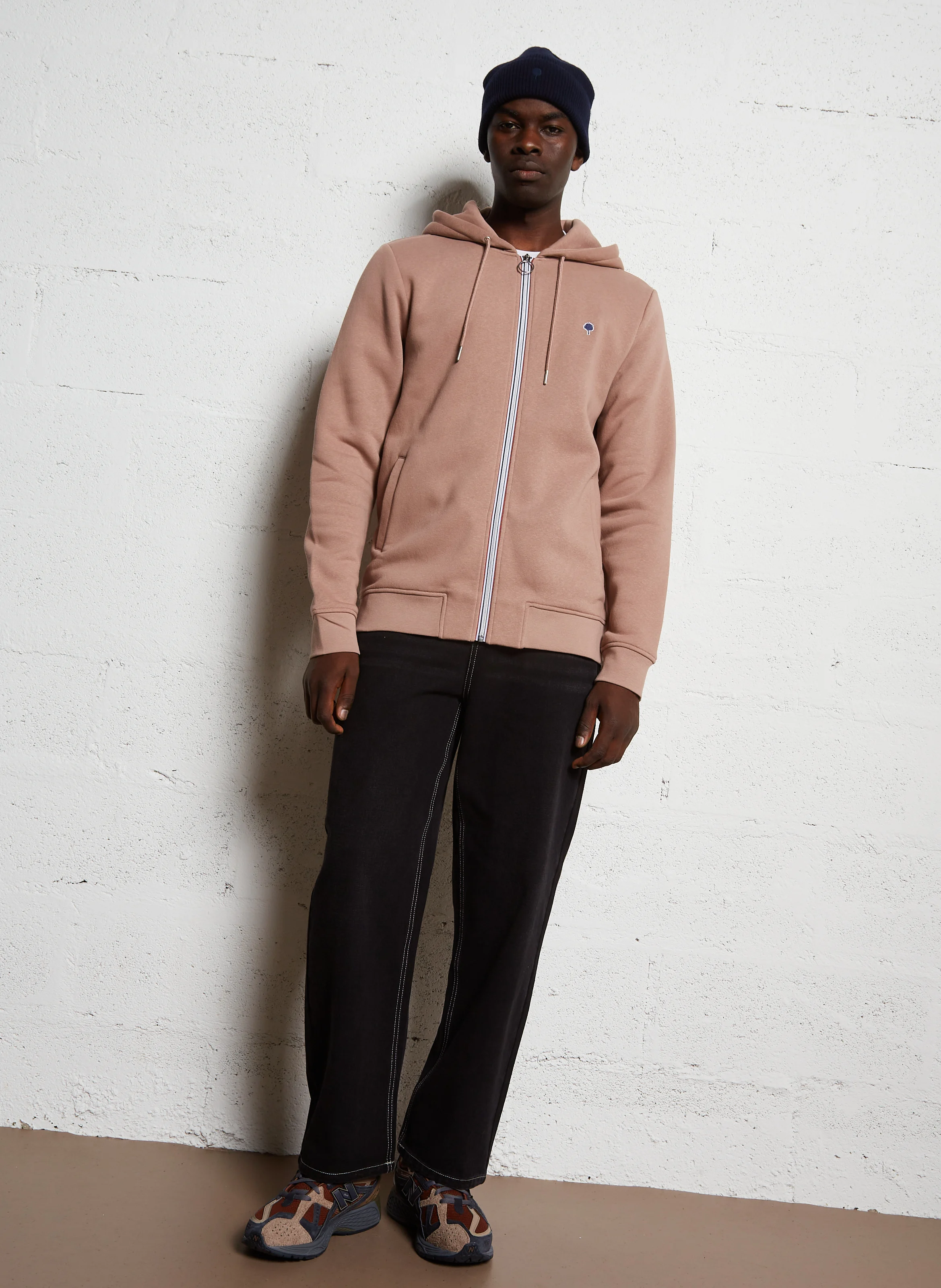 MESNIL - Sweat zippé à capuche en coton mélangé | Rose