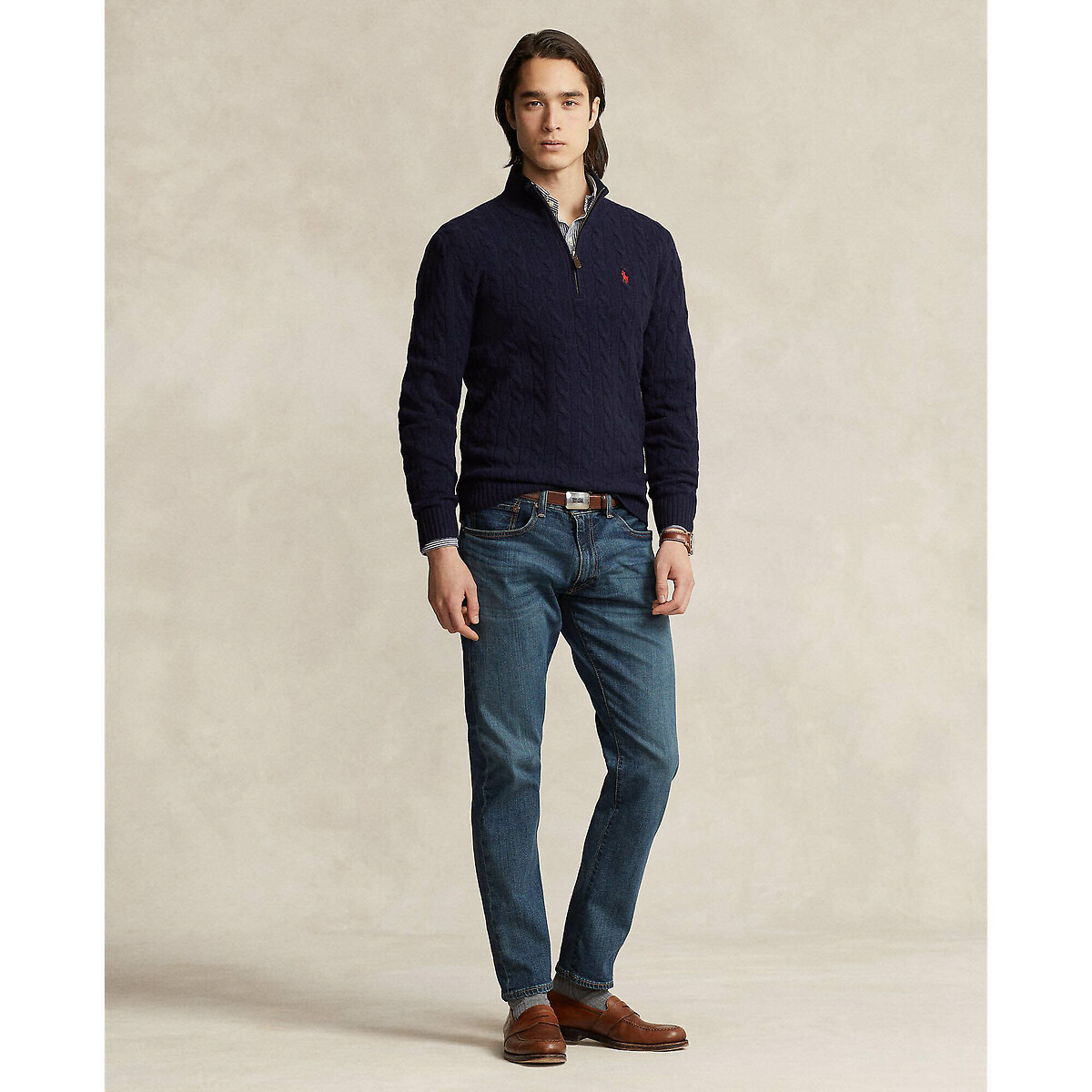POLO RALPH LAUREN<br>Suéter com gola marinheiro em lã e cashmere