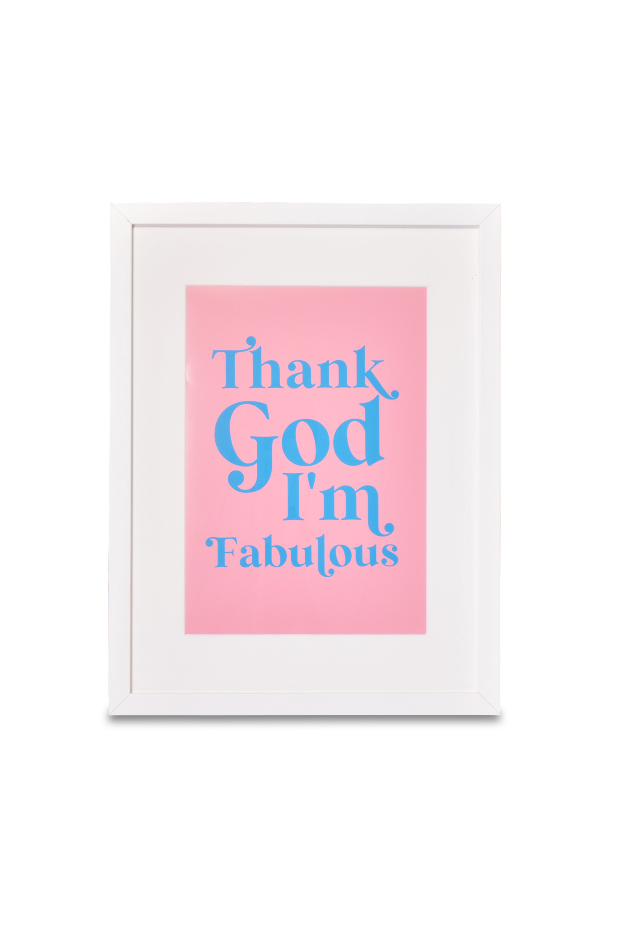FLAMINGO CANDLES Affiche THANK GOD I'M FABULOUS TYPOGRAPHIC WALL PRINT Noir
