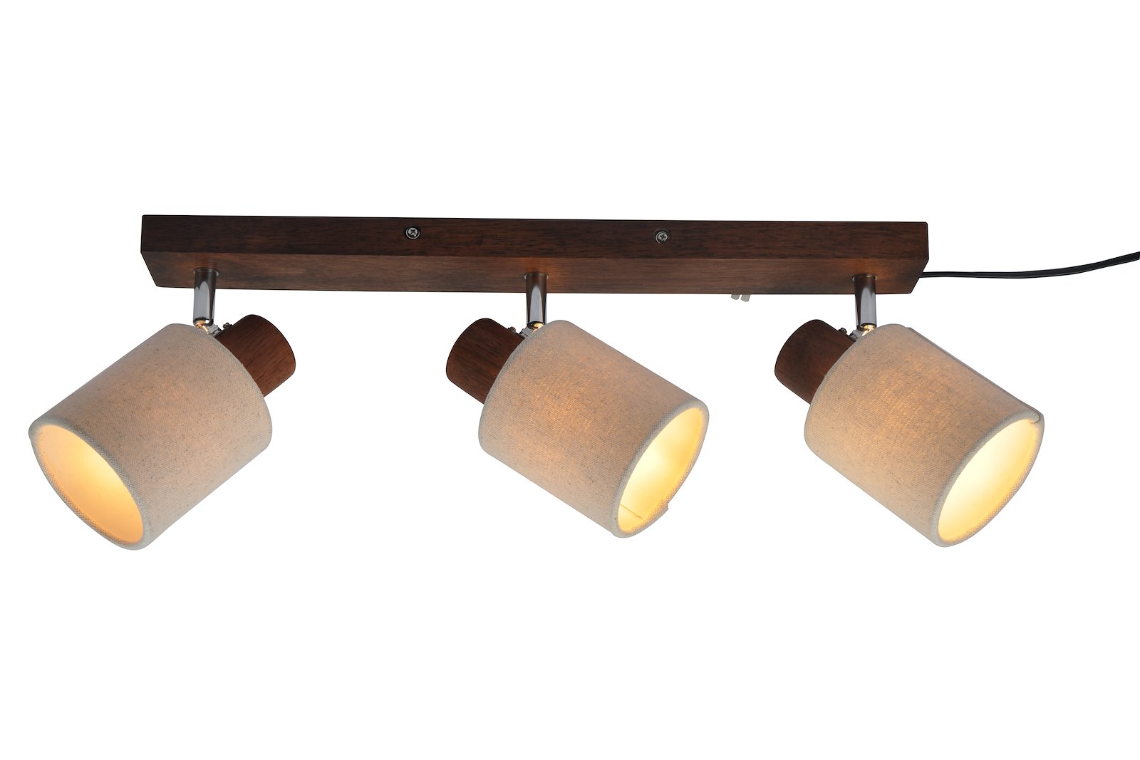 Franklin taklampe Brunbeiset tre med 3 beige skjermer E14