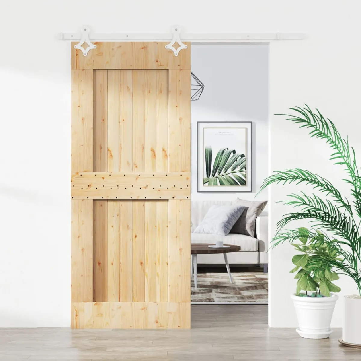 vidaXL Porte coulissante pin massif 80x210 cm