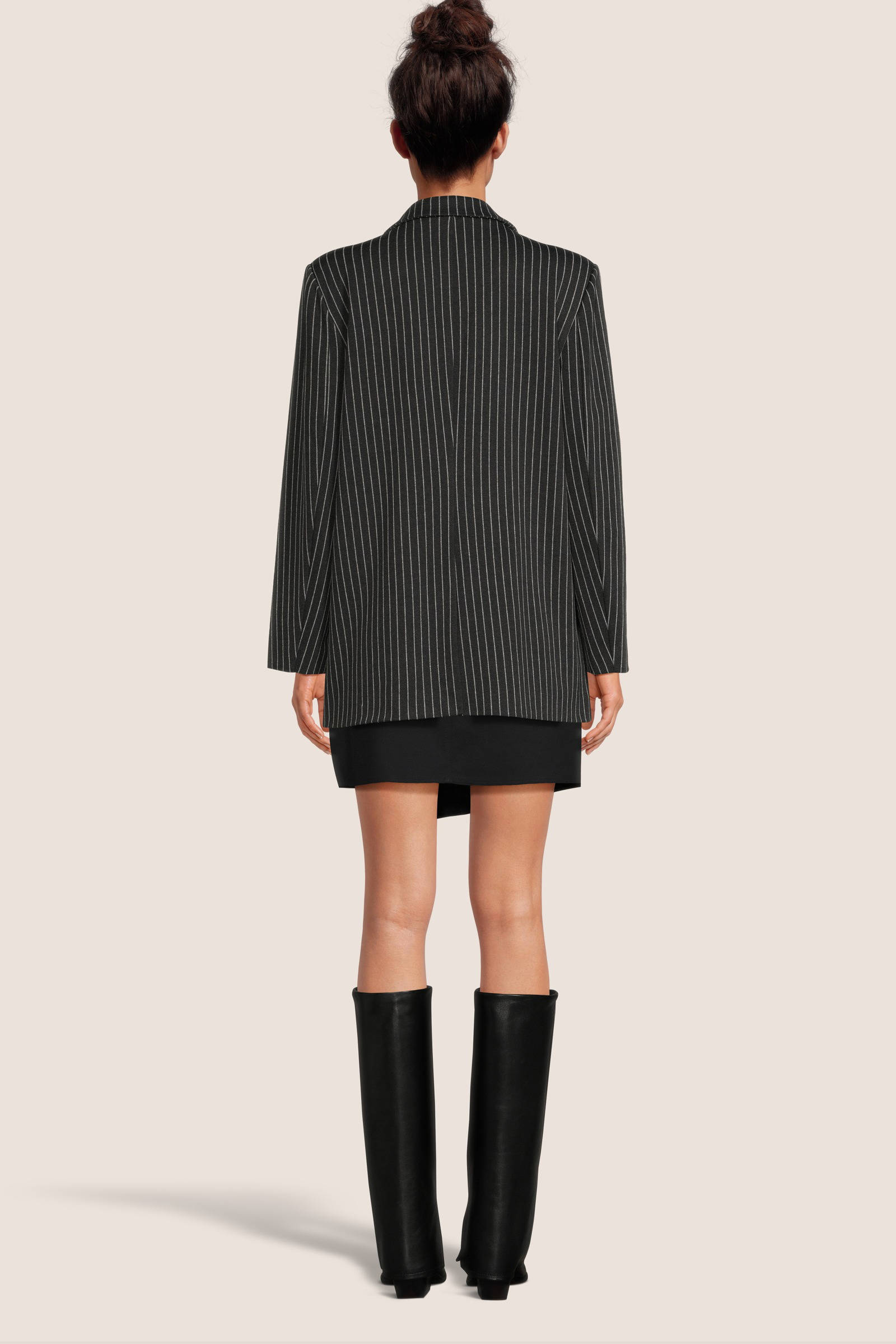 ICHI oversized blazer IXKATE met krijtstreep grijs/offwhite