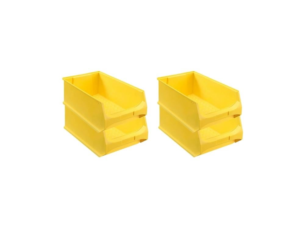 PROREGAL Super Saver Set 4x Gele Opbergdoos 5,0 HxBxD 20 x 30 x 50 cm 21,8 Liter Opbergcontainer