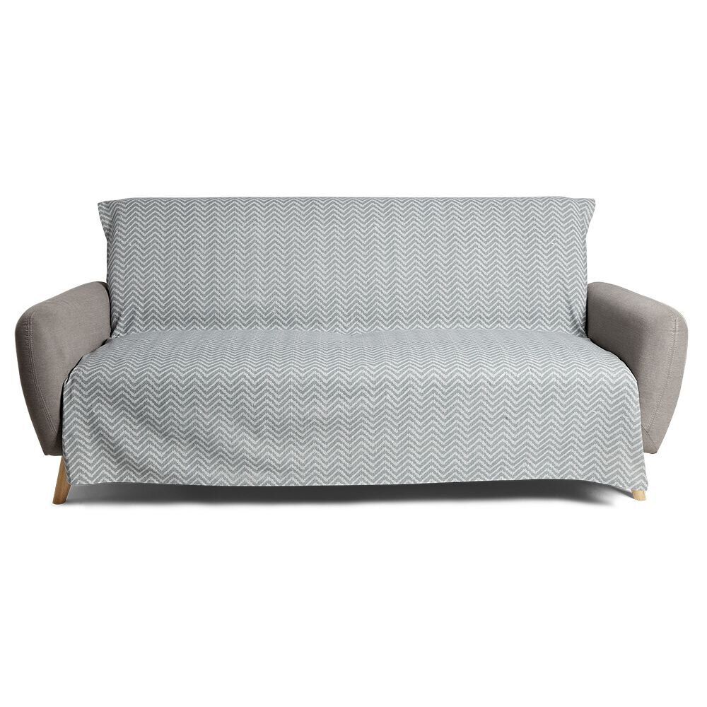 Jeté de canapé 170x250cm 100% coton motif chevron gris