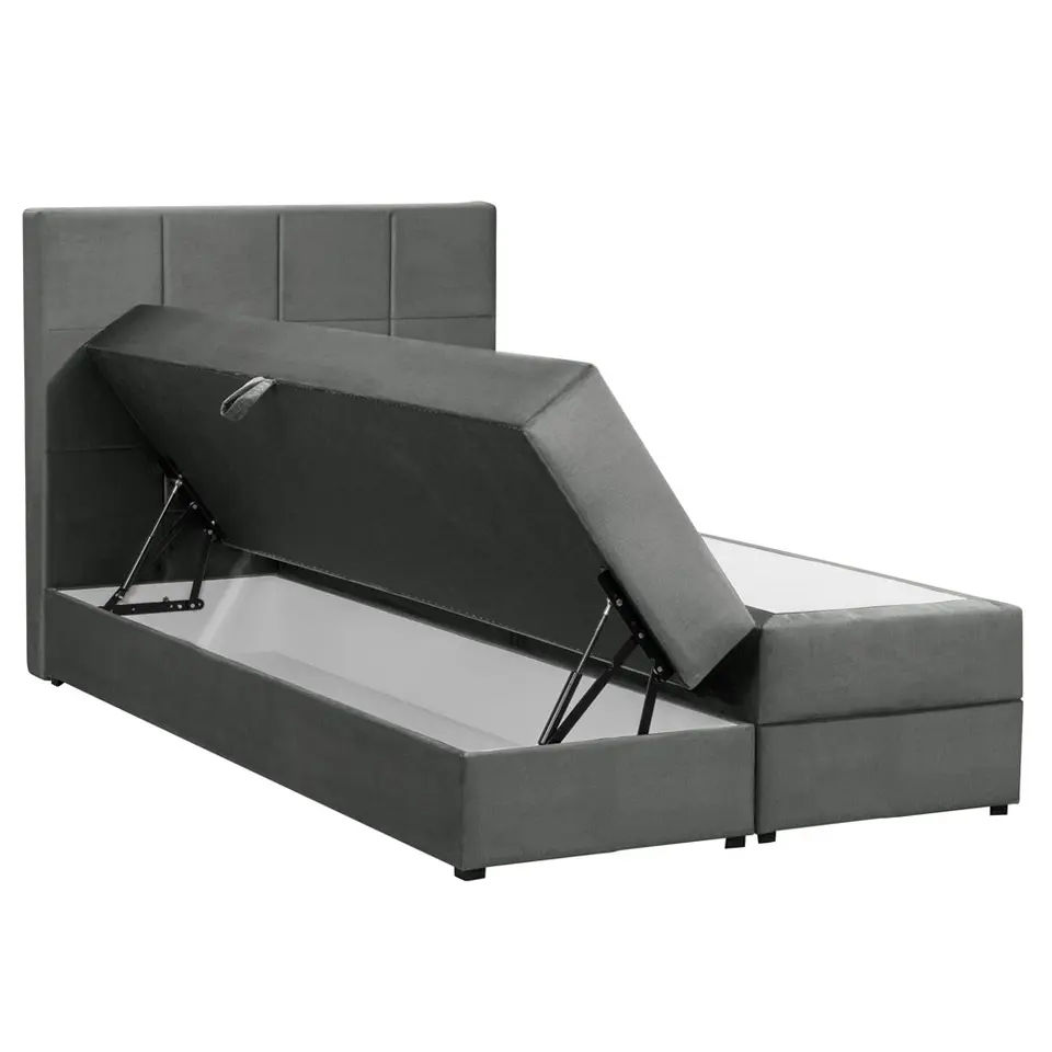 Boxspring met opbergruimte Liv geblokt - grijs - 120x200 cm