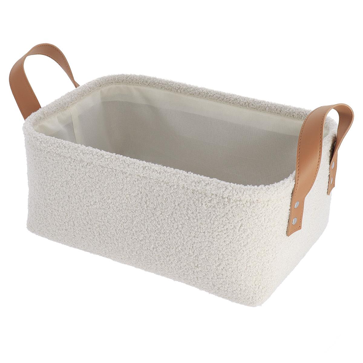 PANIER RECTANGLE FACON BOUCLETTE 34X23.5X14CM NATUREL