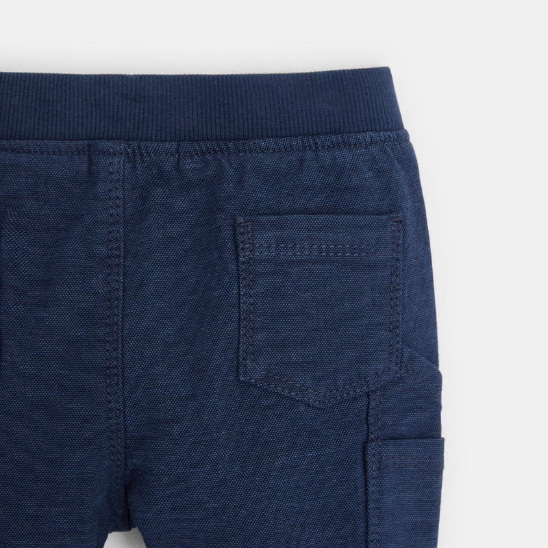 Pantalon toile uni à taille élastiquée bleu bébé garçon Bleu