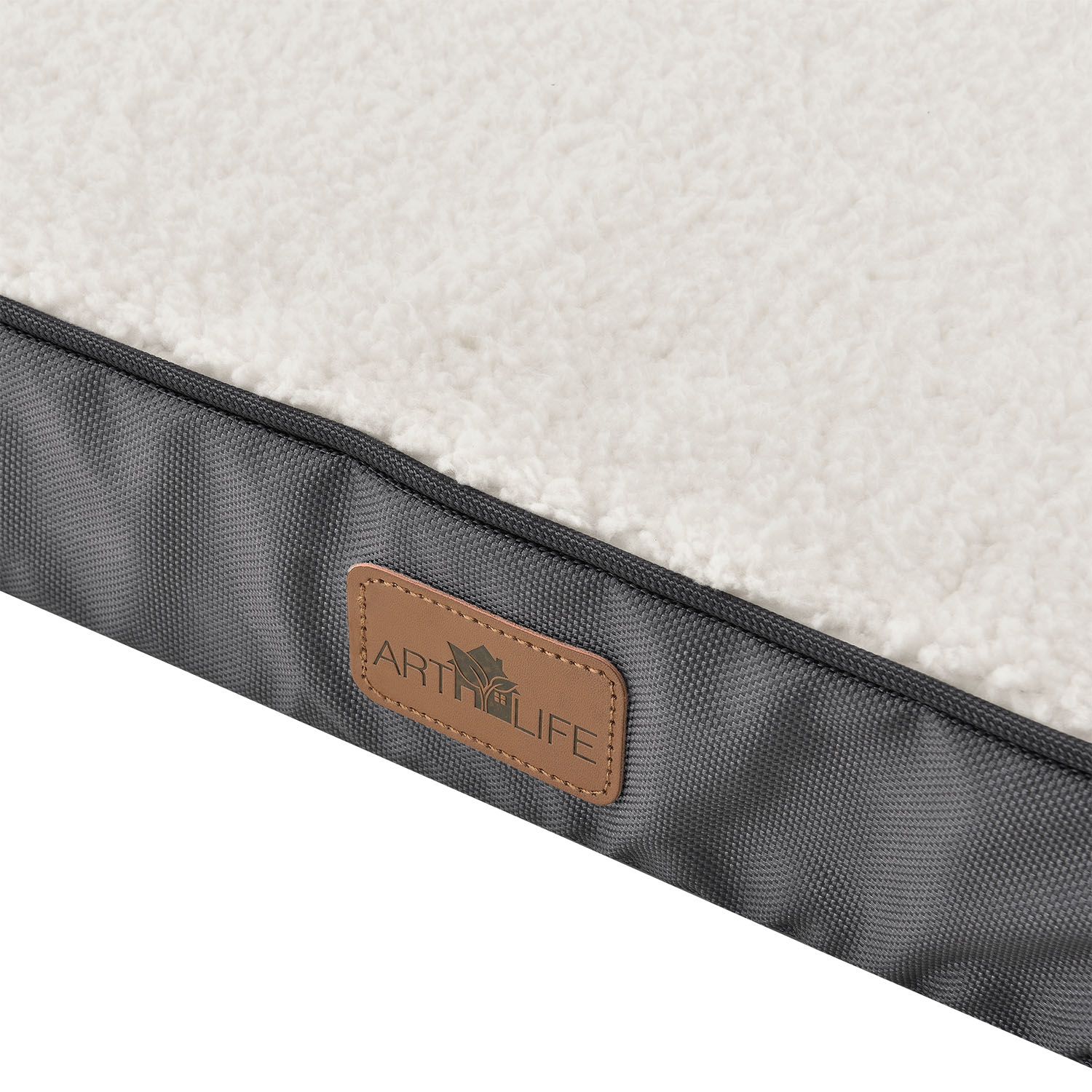 Juskys Hundebett Milow orthopädisch & flauschig - 76x51x8 cm - Bezug abnehmbar & waschbar – beige
