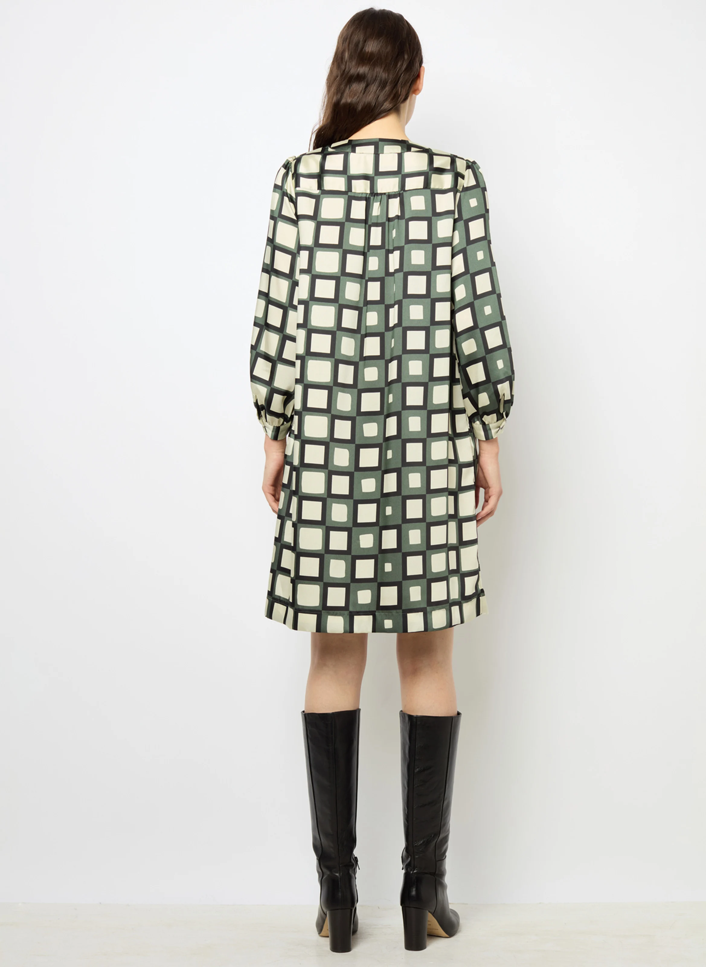 SASKIA - Robe midi imprimée | Kaki