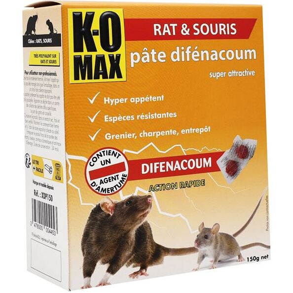 Appât pâte - difénacoum - rats et souris -  150 g - en sachets-doses