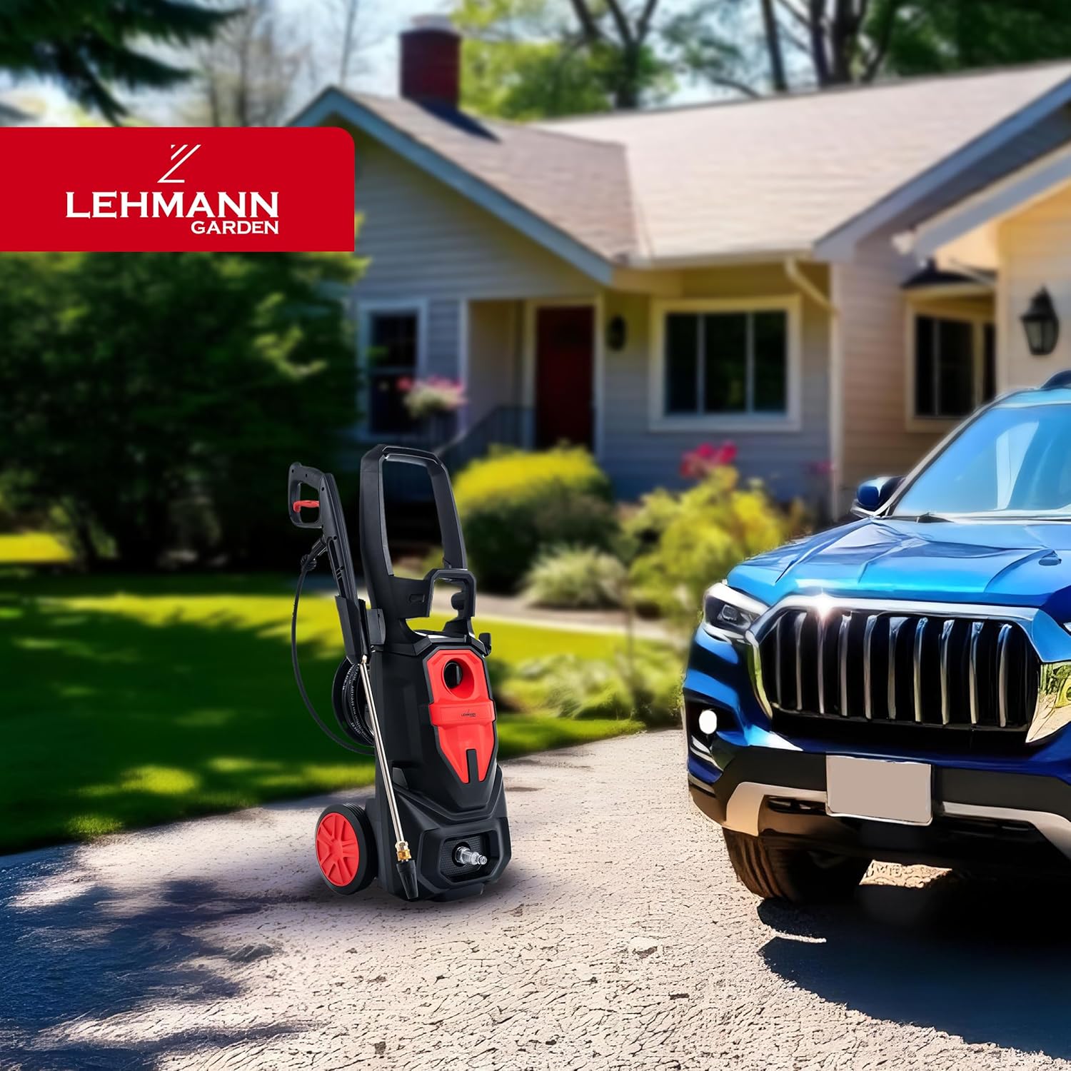 LEHMANN Phoenix Profi Hochdruckreiniger mit Induktionsmotor, 3000W, max. 260 bar, 480 l/h Fördermenge, 12m Schlauch, 5 wechselbare Düsen & Schaumlanze, Druckreiniger für Auto & große Flächen