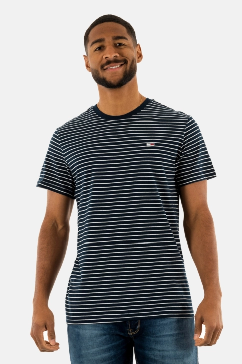 Tee shirt tommy jeans slim stripe c1g dark night navy/white stripe