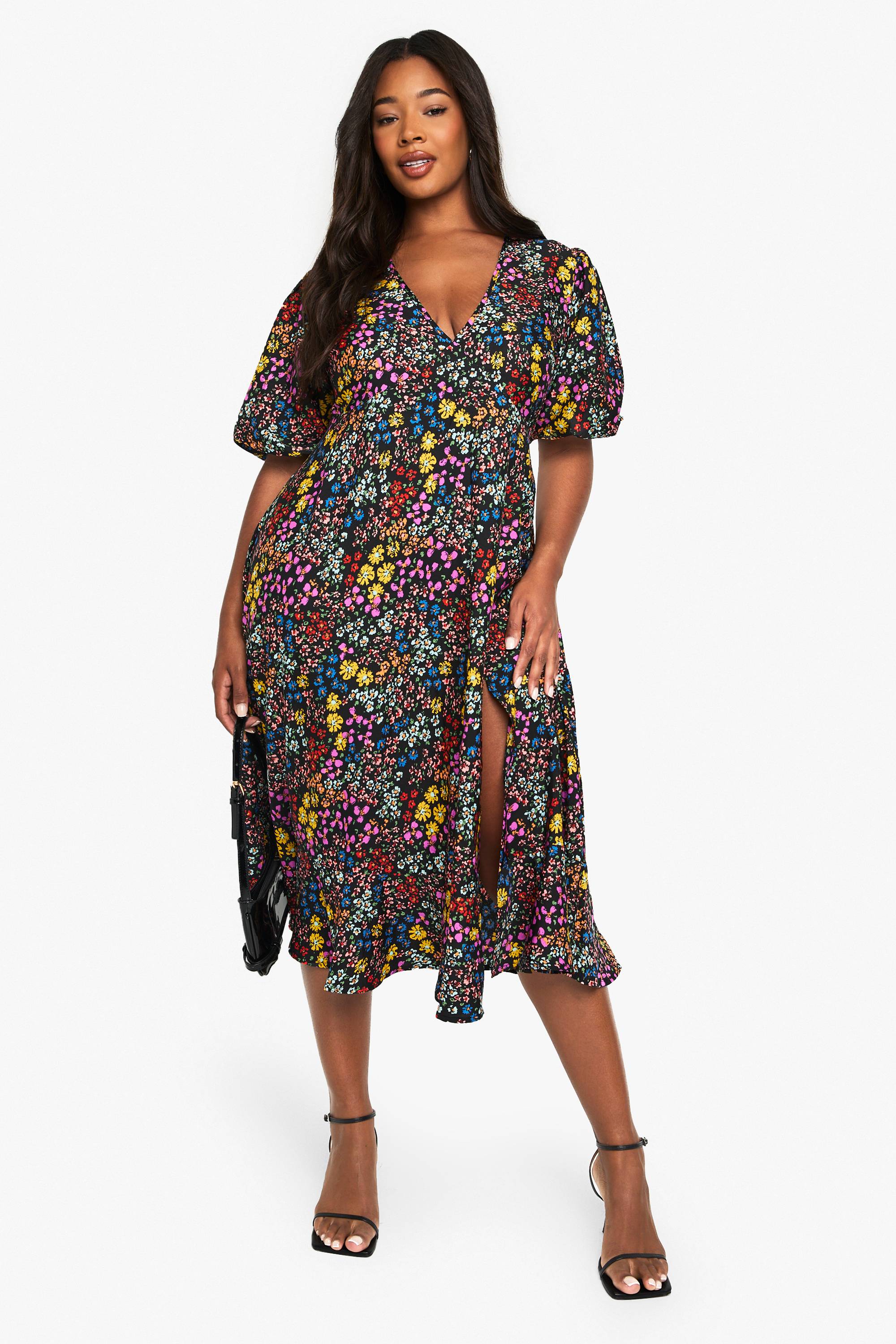 boohoo Grande taille - Robe babydoll fleurie