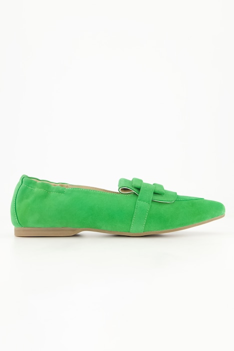 Leder-Ballerinas, Veloursleder, elastische Ferse, Weite H